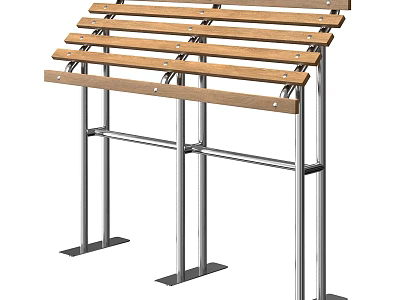 Modern Multi Tiered Shelving Unit With Wooden Shelves And Metal Frames 3d model