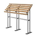 Modern Multi Tiered Shelving Unit With Wooden Shelves And Metal Frames