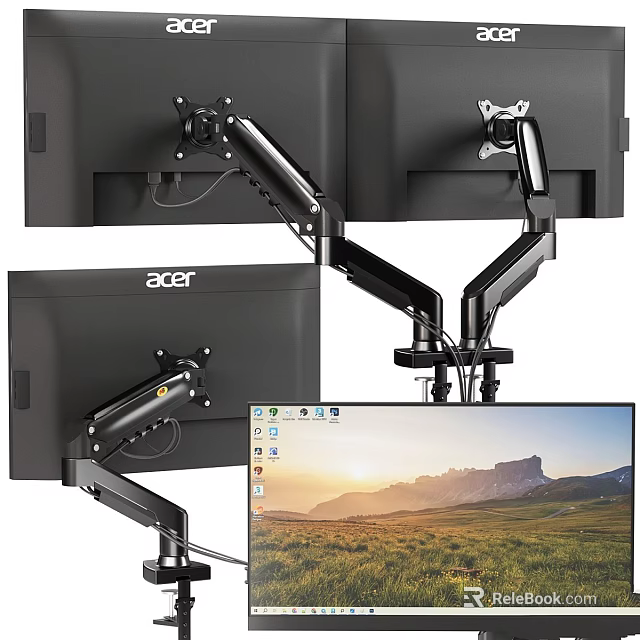 Acer Dual Screen Ergonomic Monitor Stand With Adjustable Arm Desktop Setup 3d model 