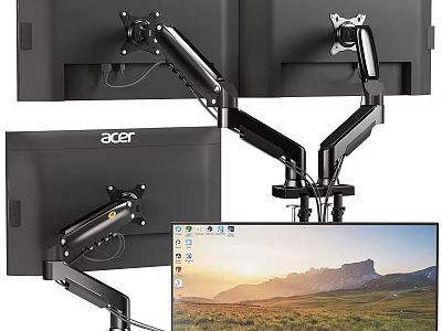 Acer Dual Screen Ergonomic Monitor Stand With Adjustable Arm Desktop Setup 3d model