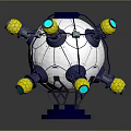 Futuristic Spherical Sci Fi Tech Device With Yellow Modules And Blue Circular Components 3d model