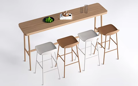 Modern Bar Table and Chair Dining Table and Chair Bar Stool 3d model