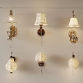 Vintage Decorative Wall Lamps With Multiple Styles And Patterned Glass Shades 3d model