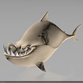 Cartoon Shark Character As Playful Sea Creature With Round Body And Sharp Teeth