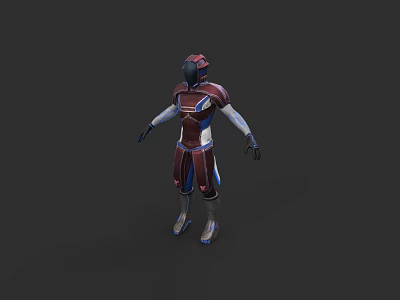 Futuristic Game Movie Character in Red Blue White Armor with Detailed Design 3d model