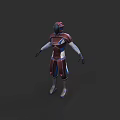 Futuristic Game Movie Character in Red Blue White Armor with Detailed Design