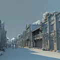 Ancient Architecture Scenic Street With Traditional Buildings Red Lanterns And Pedestrians
