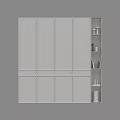 Modern Light Gray Wardrobe With Sleek Design Metal Handles And Illuminated Side Shelves
