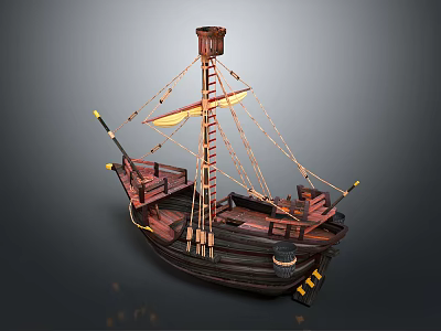 Modern Sailing Cartoon Sailing Small Sailing Boat Small Wooden Boat 3d model