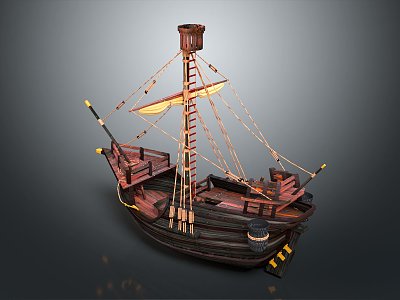 Modern Sailing Cartoon Sailing Small Sailing Boat Small Wooden Boat 3d model