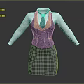 Purple Dress With White Long Sleeve Shirt Yellow Accents Vest Design And Tie