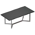 Black Wooden Coffee Table With Modern Metal Legs And Smooth Surface