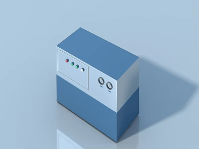 Blue And White Pet Cabinet With Control Panel Buttons And Gauges 3d model
