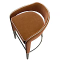 Modern Brown Velvet Bar Stool With Curved Armrests Metal Legs Footrest