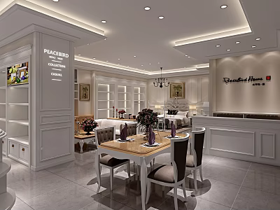 Elegant Modern Luxury Kitchen Showroom Displaying Premium Cabinets And Marble Islands 3d model