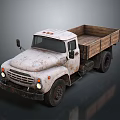 Old Vintage Rusty Truck With Open Wooden Bed And Weathered Exterior Design
