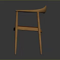 Minimalist Modern Armchair With Wooden Frame Curved Arms And Brown Leather Seat