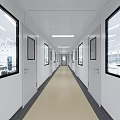 Modern Laboratory Interior With White Cabinets Central Island Counter Chairs Windows And Ceiling Lights