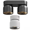 Modern Black Double Head Downlights And White Spotlights With Metallic Warm Light