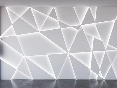 Modern Minimalist Sofa Background Wall With Illuminated Geometric Lines And White Design 3d model