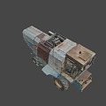 old harvester agricultural machinery 3d model