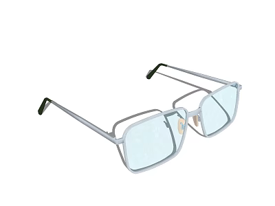 Stylish Square Frame Jewelry Glasses With Light Blue Lenses And Metal Design 3d model