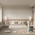 Cozy Modern Bedroom Interior With Bed Pillows Stuffed Toys Desk Chair And Camel Toy