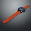 Modern Stylish Watch Featuring Orange Leather Strap And Black Dial Design 3d model
