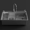 Stainless Steel Double Bowl Kitchen Sink With Faucet And Drainer Rack