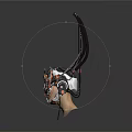 Futuristic Character Biomechanical Headpiece With Elaborate Mechanical Structure And Colorful Cybernetic Details