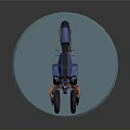 Modern Blue Motorcycle 3D Model With Orange Accents On Circular Display Stand