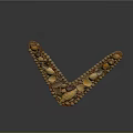 V Shaped Decorative Craft Made With Seashells And Pebbles Arrangement