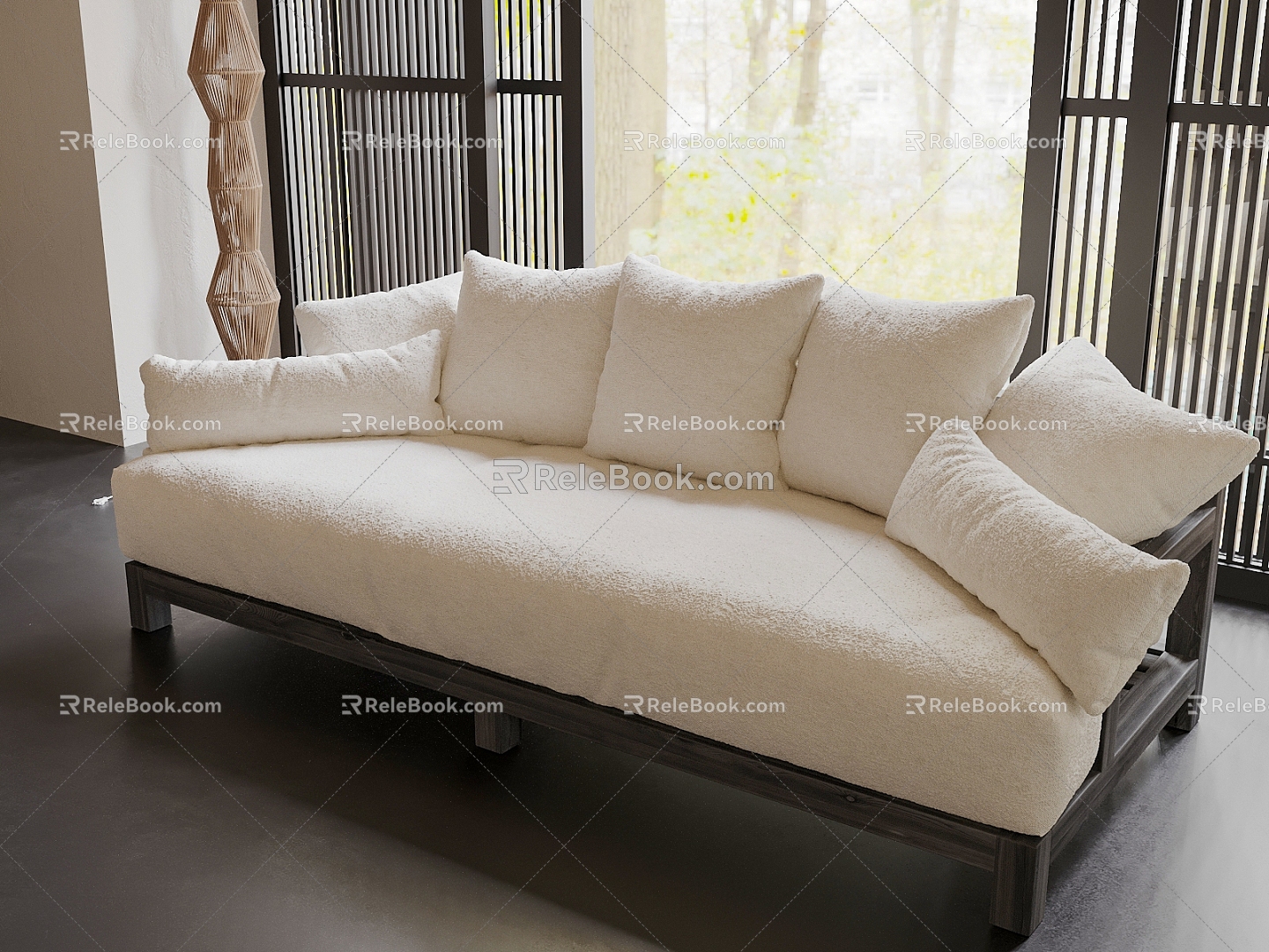 Middle style sofa double sofa 3d model