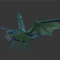 Fantasy Mythical Green Dragon Creature With Antler Like Horns And Wings
