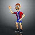 Cartoon Clown With Red Nose Red Blue Striped Shirt Blue Shorts Black Shoes Raising Hand