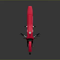 Red Off Road Motorcycle With Large Tires Black Mirrors And Silver Engine