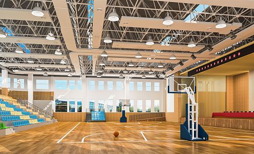 Modern Basketball Gymnasium Sports Stadium Basketball Rack Basketball Game Stadium 3d model