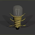 Yellow Bee 3D Model With Transparent Wings And Reflection On Dark Surface