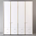 Modern White Wardrobe Design With Gold Handles And Multiple Doors Drawers