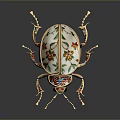 Colorful Enamel Beetle Shaped Decorative Furniture Ornament With Metal Body And Reflective Finish