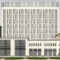Modern Office Buildings Featuring Contemporary Exterior Multiple Windows Ground Floor Shops Central Road And Greenery