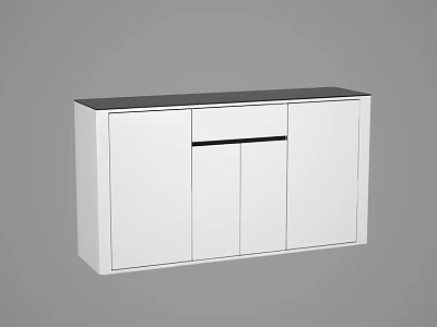 Stylish Modern Sideboard with White Cabinet Black Countertop and Storage Doors 3d model