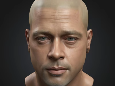 Realistic 3D Male Bald Head Model With Blue Eyes Wrinkles And Facial Details 3d model