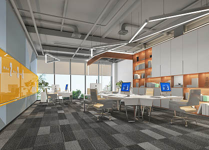 modern public office area office 3d model