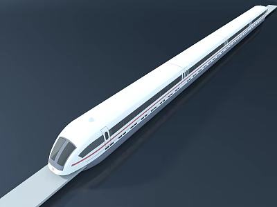 Modern White High Speed Train With Streamlined Design Moving On Track 3d model