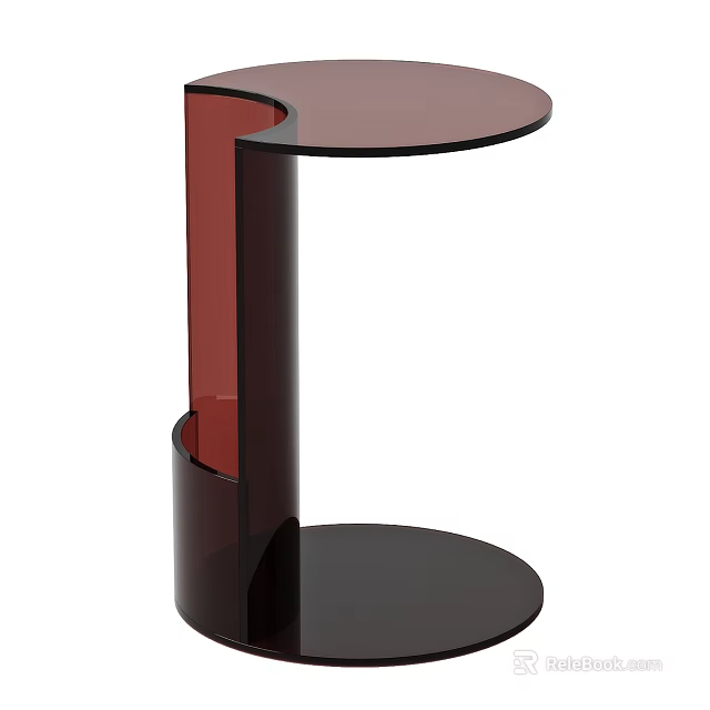 Modern Curved Side Table With Acrylic Frame And Two Tier Circular Design 3d model
