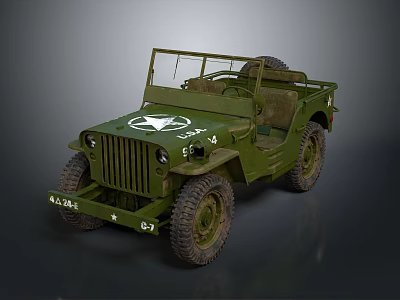 Vintage Green Military Jeep with Open Top White Logo and Large Off Road Tires 3d model