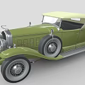Green Vintage Convertible Car With Classic Design And Retro Old Fashioned Style