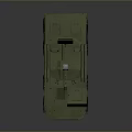Green Military Tank with Six Wheeled Design and Mounted Weapon Antenna System