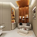 Modern Luxury Jewelry Store Interior With Circular Display Counters And Gold Decor